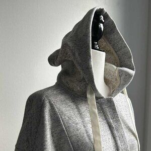 Scotch & Soda Heather Grey Cotton Short-Sleeve Belted Hoodie, Ribbon Ties – EU S